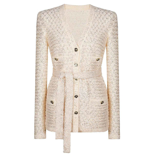 High Quality Sequined Knit Long Sleeve Cardigan Sweater