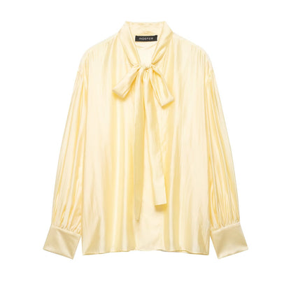Women's Satin Bowknot Blouse