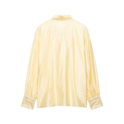 Women's Satin Bowknot Blouse