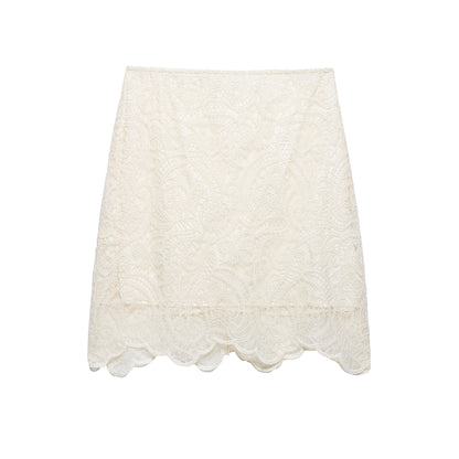 Spring Elegant Lantern Sleeve Lace Skirt Two Piece Set New Arrivals