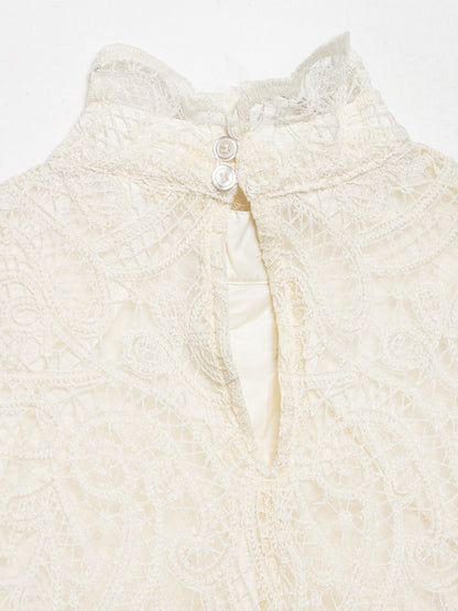 Spring Elegant Lantern Sleeve Lace Skirt Two Piece Set New Arrivals