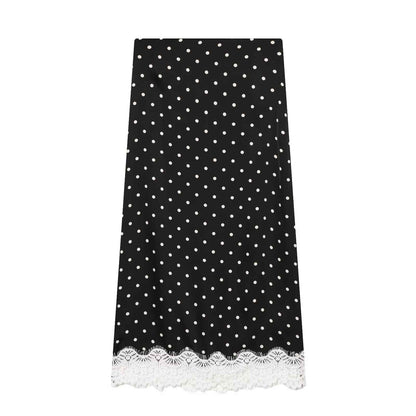 Lace Stitching Polka Dot Printed Skirt