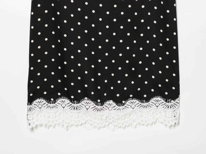 Lace Stitching Polka Dot Printed Skirt