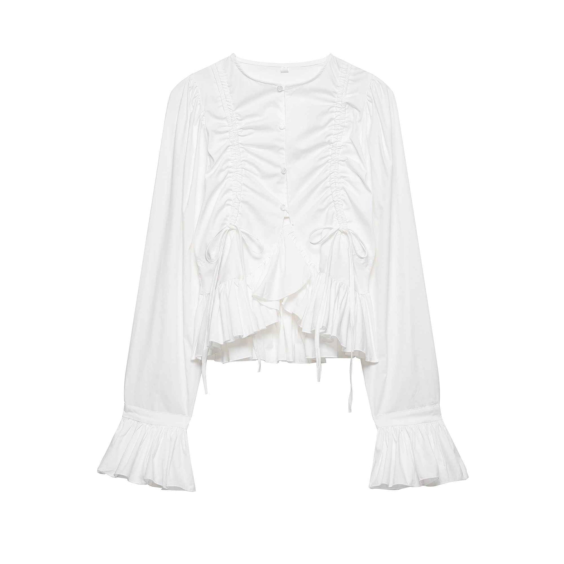 Equestrian Sense Horn Stitching Blouse