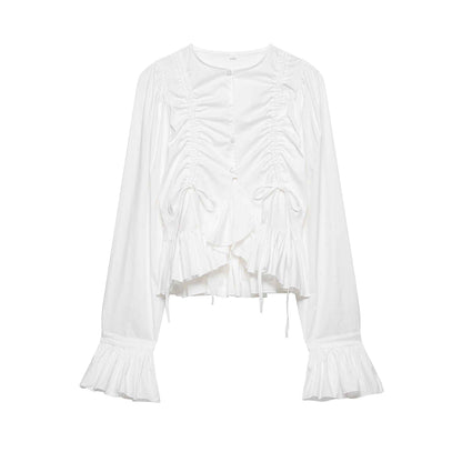 Equestrian Sense Horn Stitching Blouse
