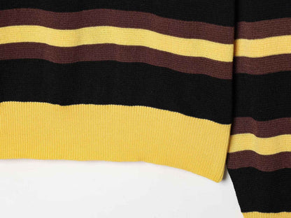 All Matching Striped Polo Collar Knitwear Sweater