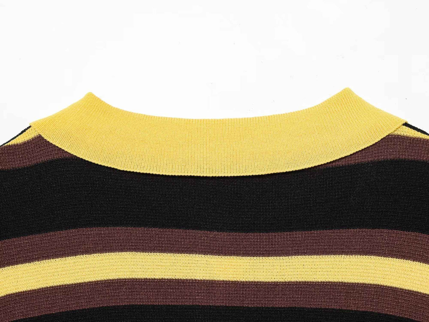 All Matching Striped Polo Collar Knitwear Sweater