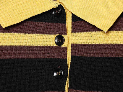 All Matching Striped Polo Collar Knitwear Sweater