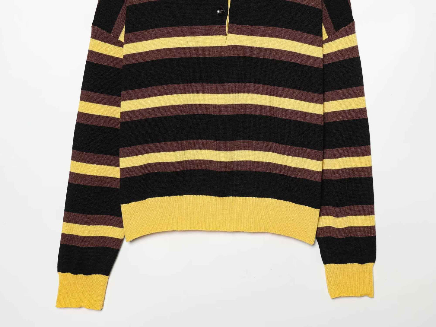 All Matching Striped Polo Collar Knitwear Sweater