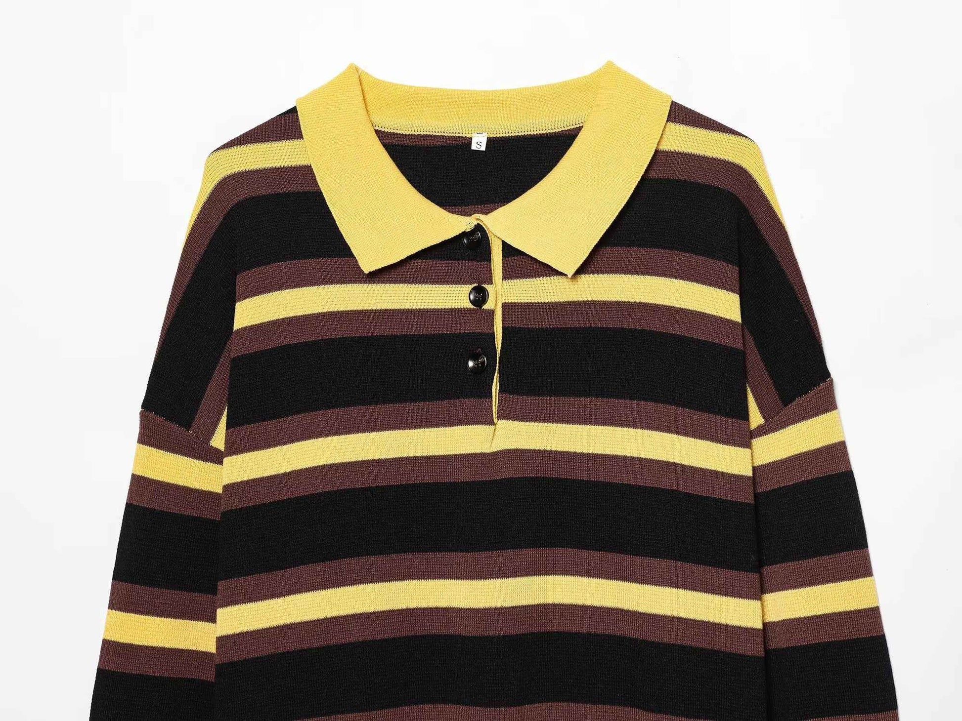 All Matching Striped Polo Collar Knitwear Sweater