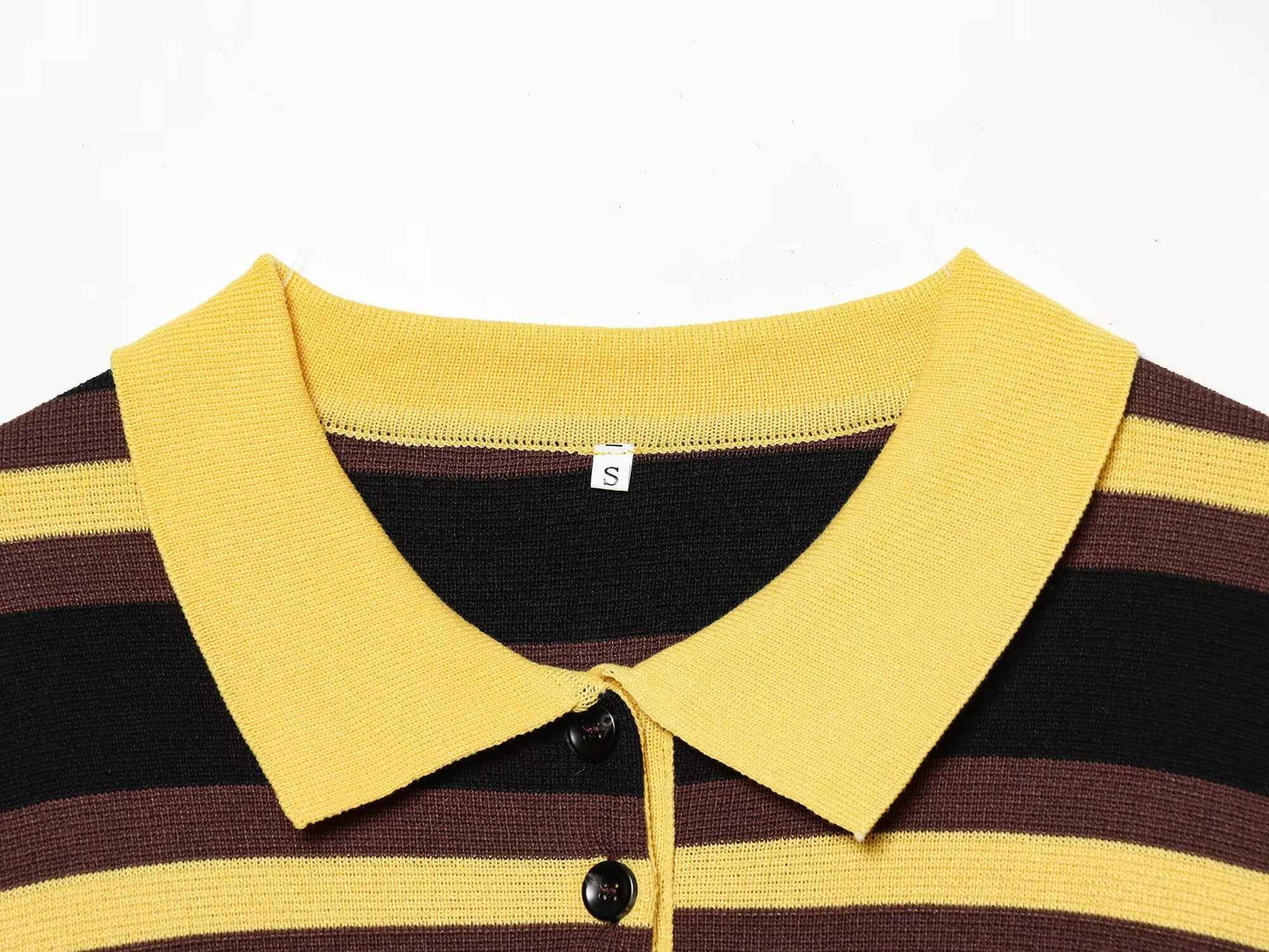 All Matching Striped Polo Collar Knitwear Sweater
