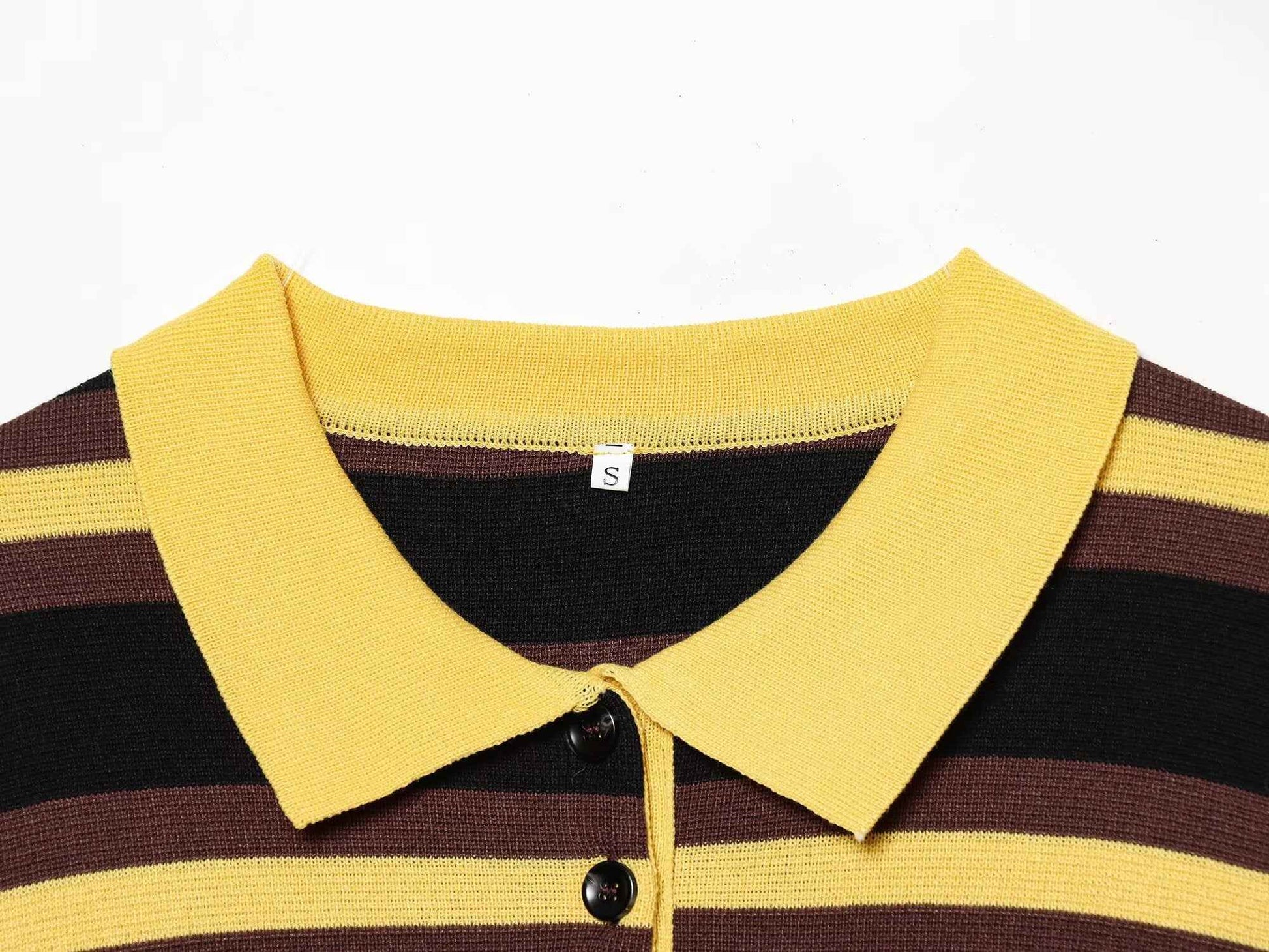 All Matching Striped Polo Collar Knitwear Sweater