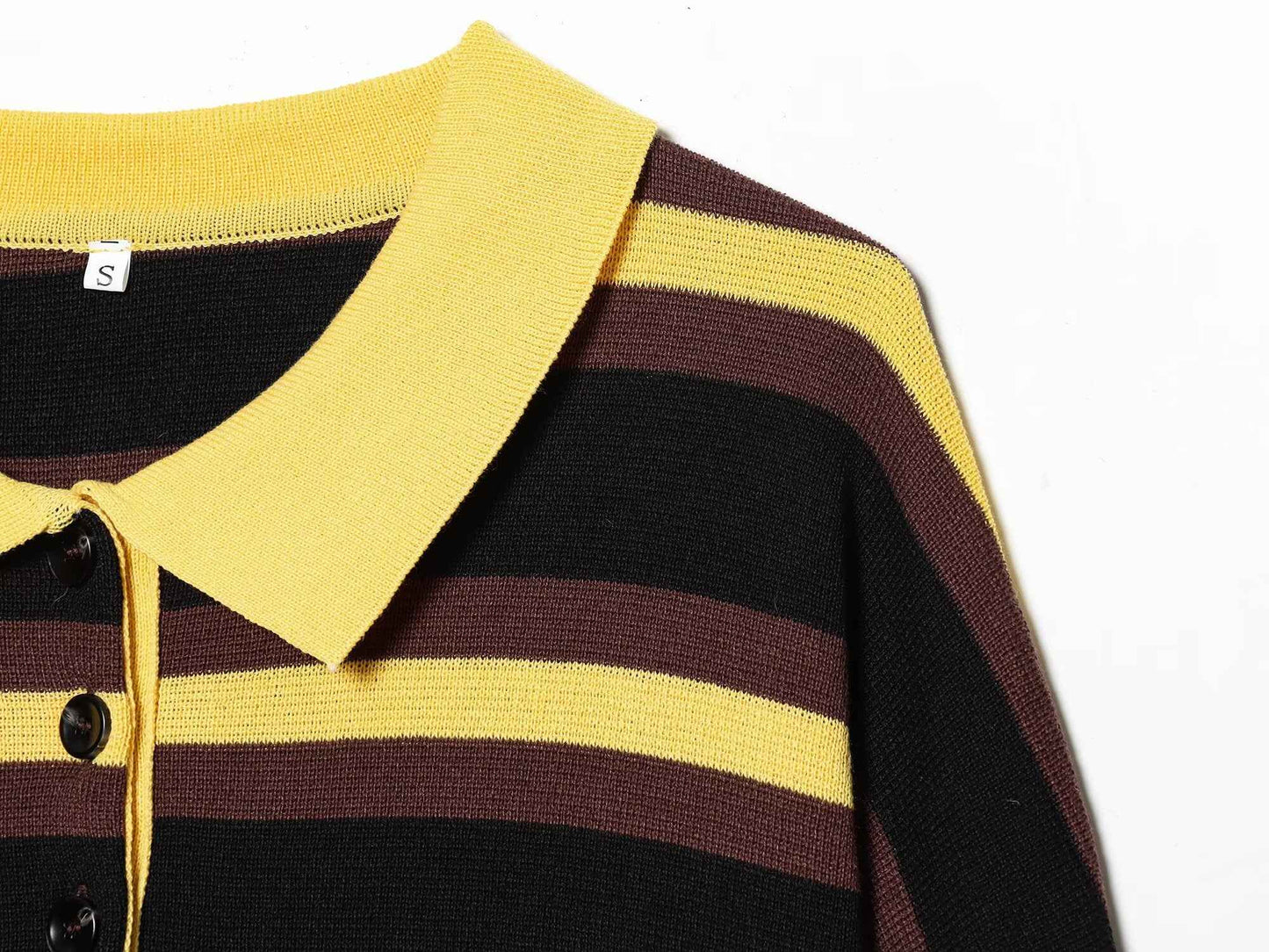 All Matching Striped Polo Collar Knitwear Sweater