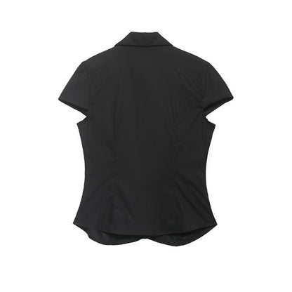 Spring Women's Casual Loose Pleated Poplin T-shirt