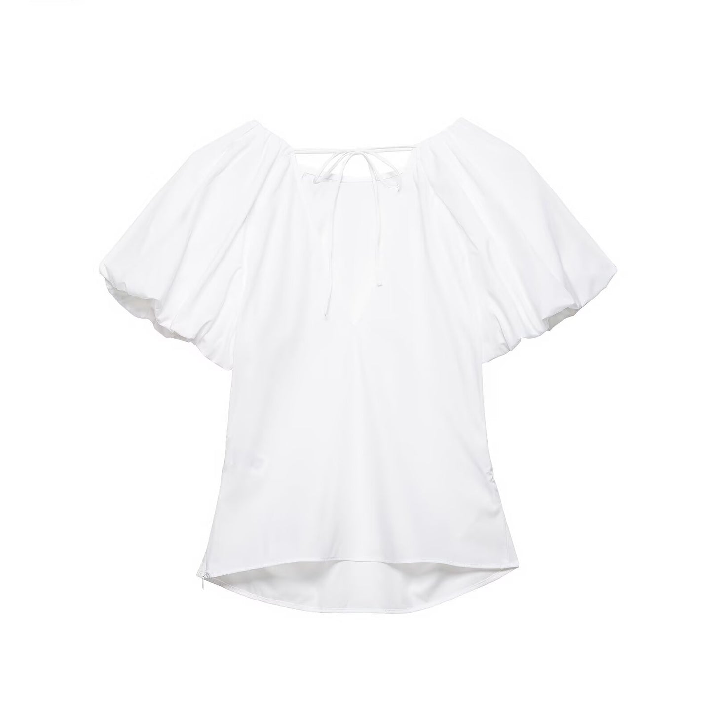 Spring Slim Slimming Balloon Sleeve Poplin T-shirt