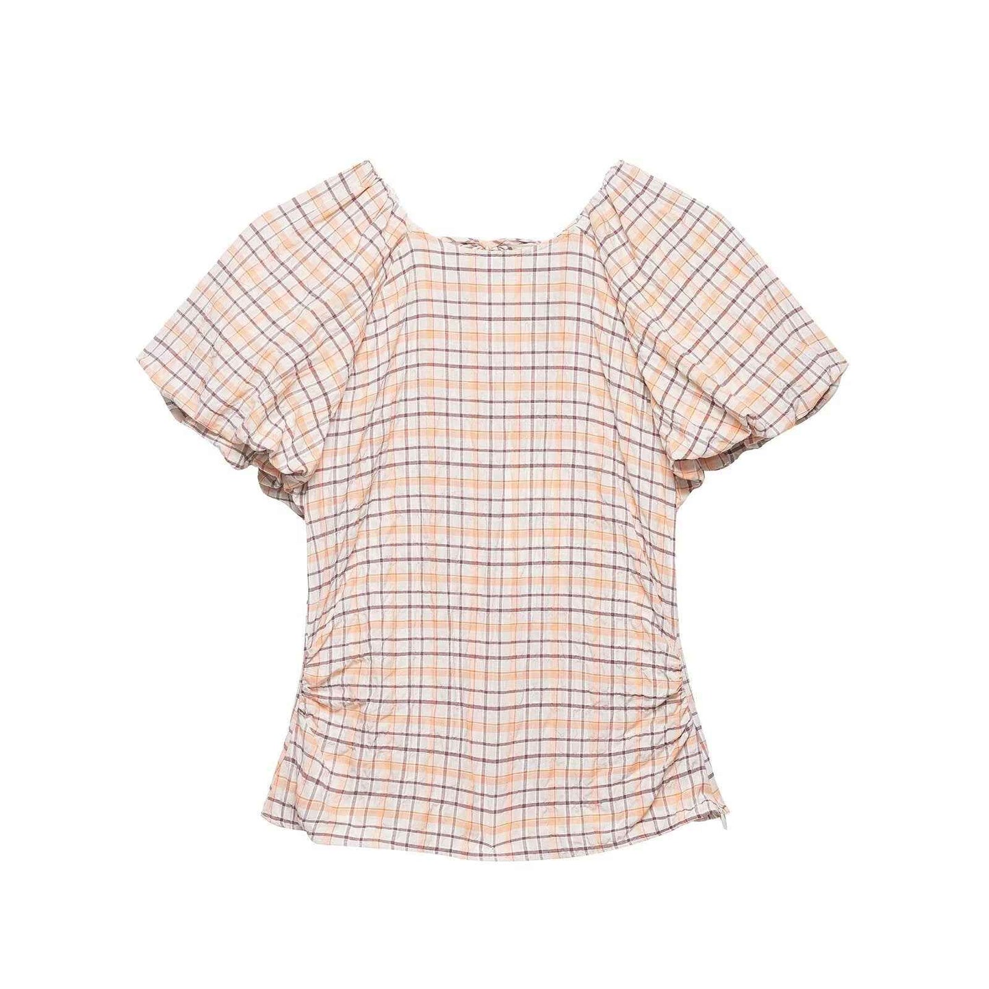 Spring Slim Slimming Balloon Sleeve Poplin T-shirt