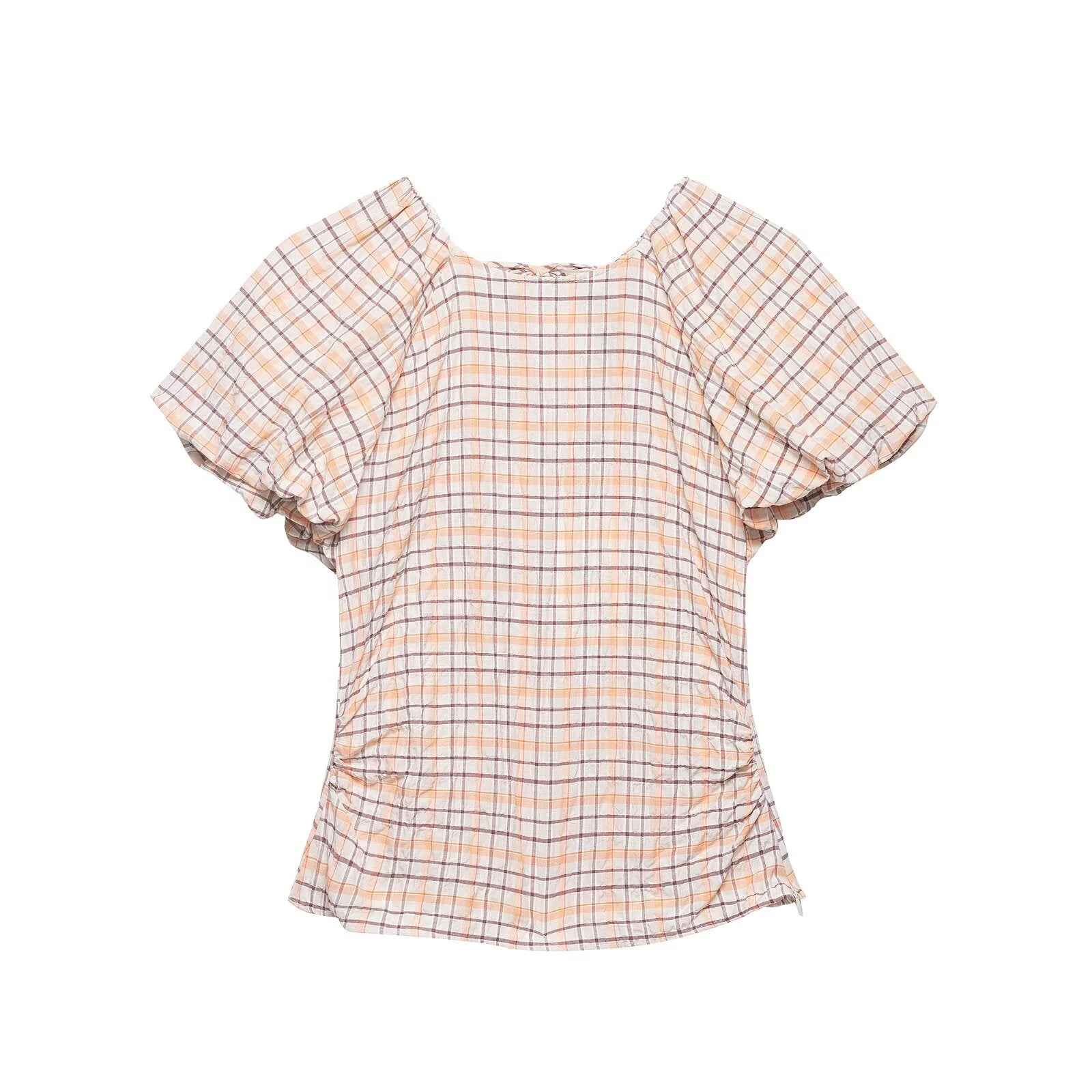 Spring Slim Slimming Balloon Sleeve Poplin T-shirt