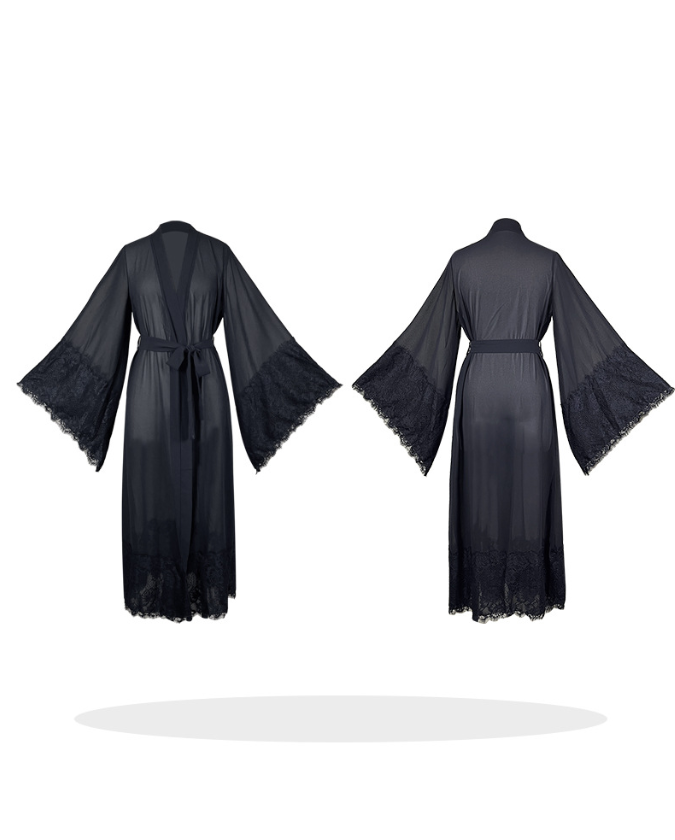 Lace Bell Sleeve Pajamas Chiffon Sleepwear Lace up