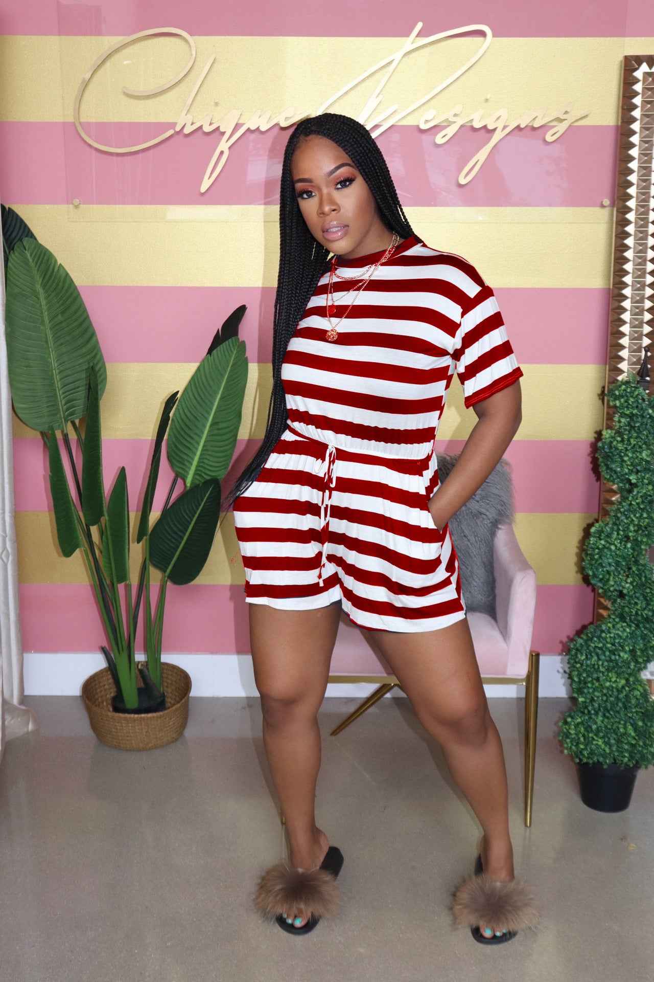 Striped Romper Set