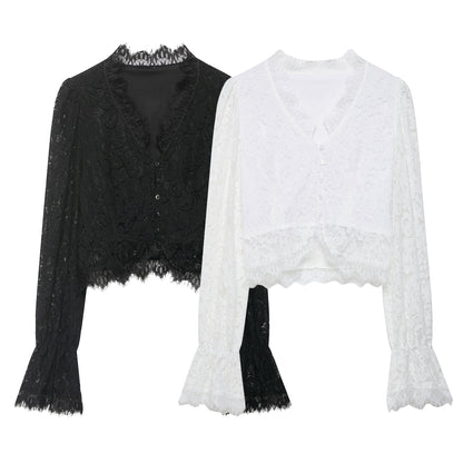 Lace Cutout out Two Piece Skirt Set