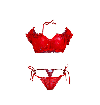 Sequ Dot Mesh Lingerie Two Piece Set