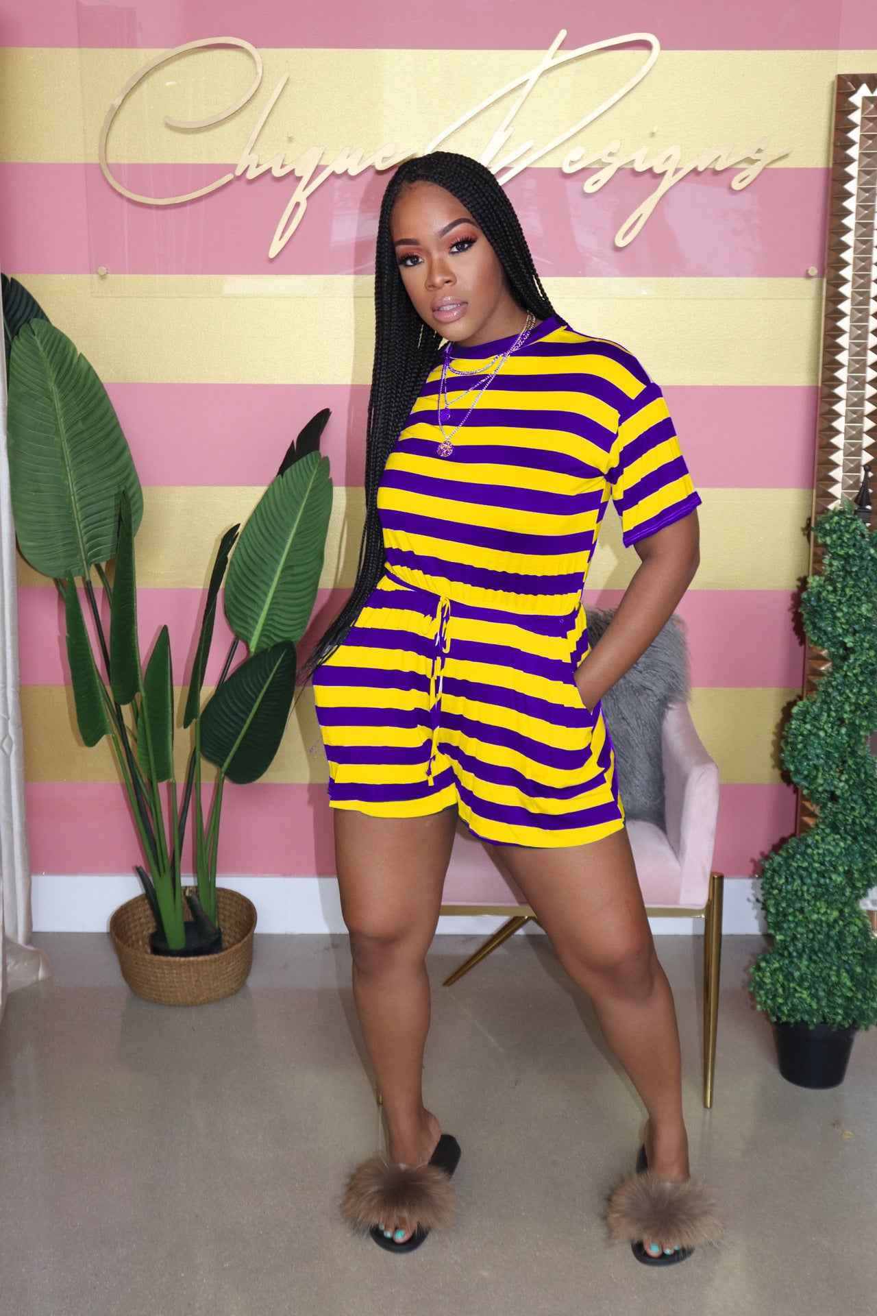 Striped Romper Set