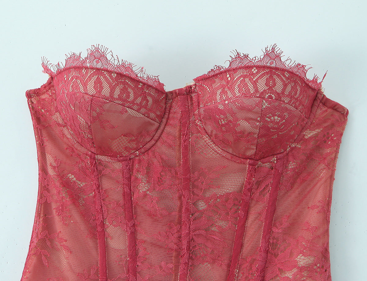 Lace Corset Tube Top Push up T-shirt