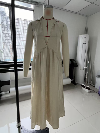 Summer Sleeveless Stand Collar Solid Color Maxi Vacation Dress MUNSIEUR