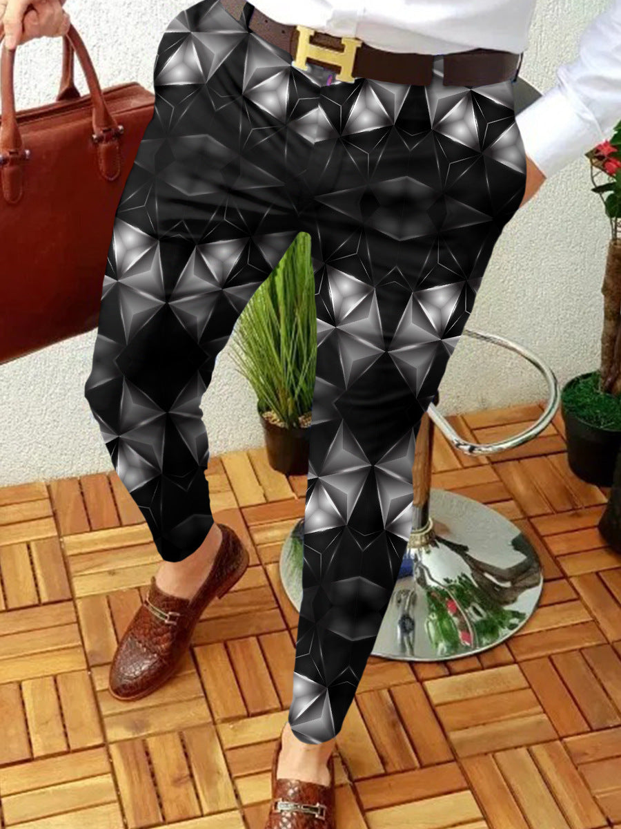 Men's Casual Abstract Contrast Micro-stretch Pants