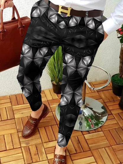 Men's Casual Abstract Contrast Micro-stretch Pants