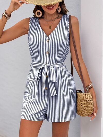 Women's Striped Romper summer outfit - Munsieur
