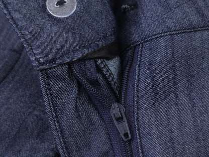Casual Sleeveless Stand Collar Rivet Buckle Top and Jeans MUNSIEUR