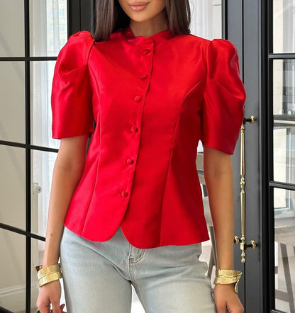 Solid Color Puff Sleeve Blouse MUNSIEUR New Arrivals