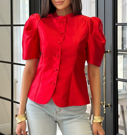 Solid Color Puff Sleeve Blouse MUNSIEUR New Arrivals