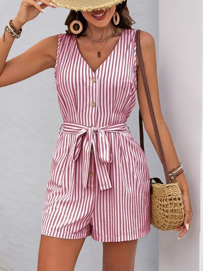 Women's Striped Romper summer outfit - Munsieur