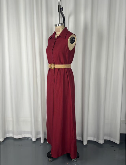 Women's Linen Summer Casual Sleeveless Jumpsuit with Buckle