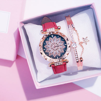 Women's Rotating Luxury Watch Set Casual Design