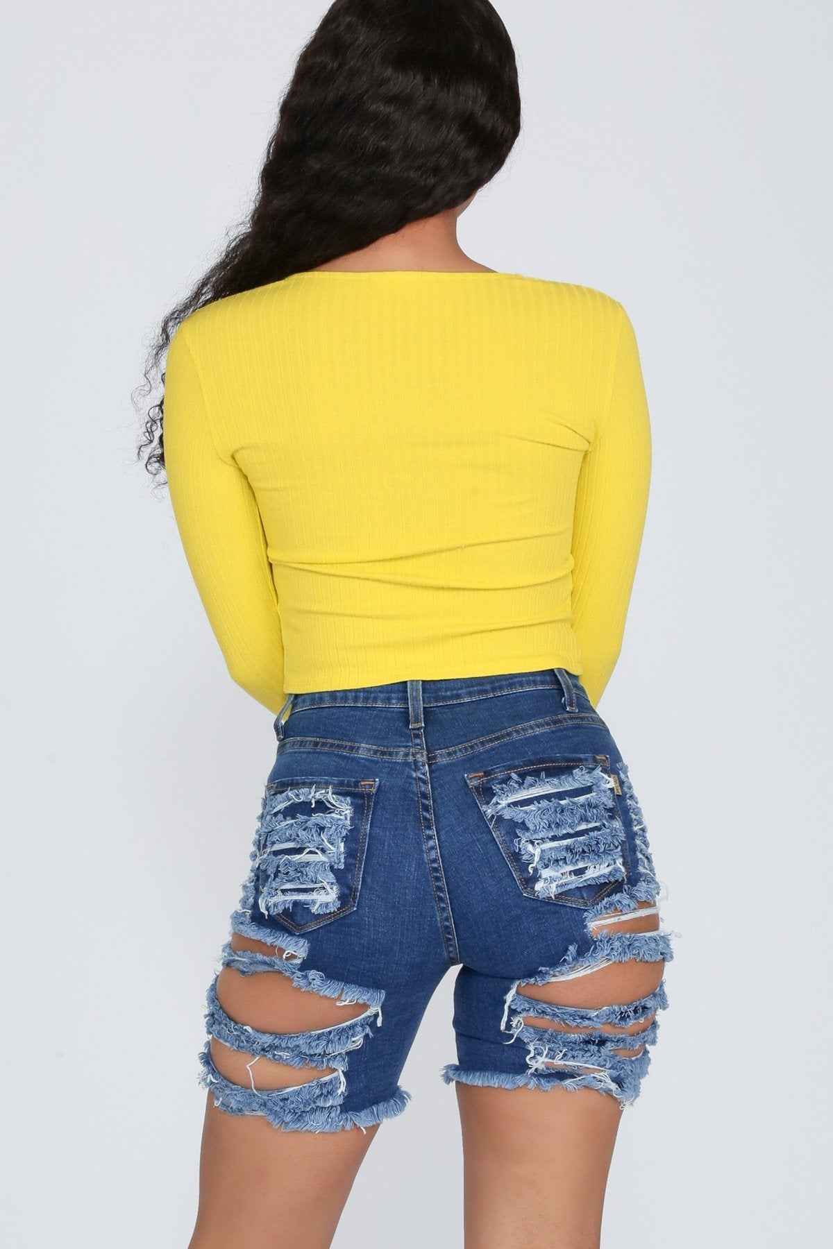 Ripped Stretch Denim Bottoms for Women