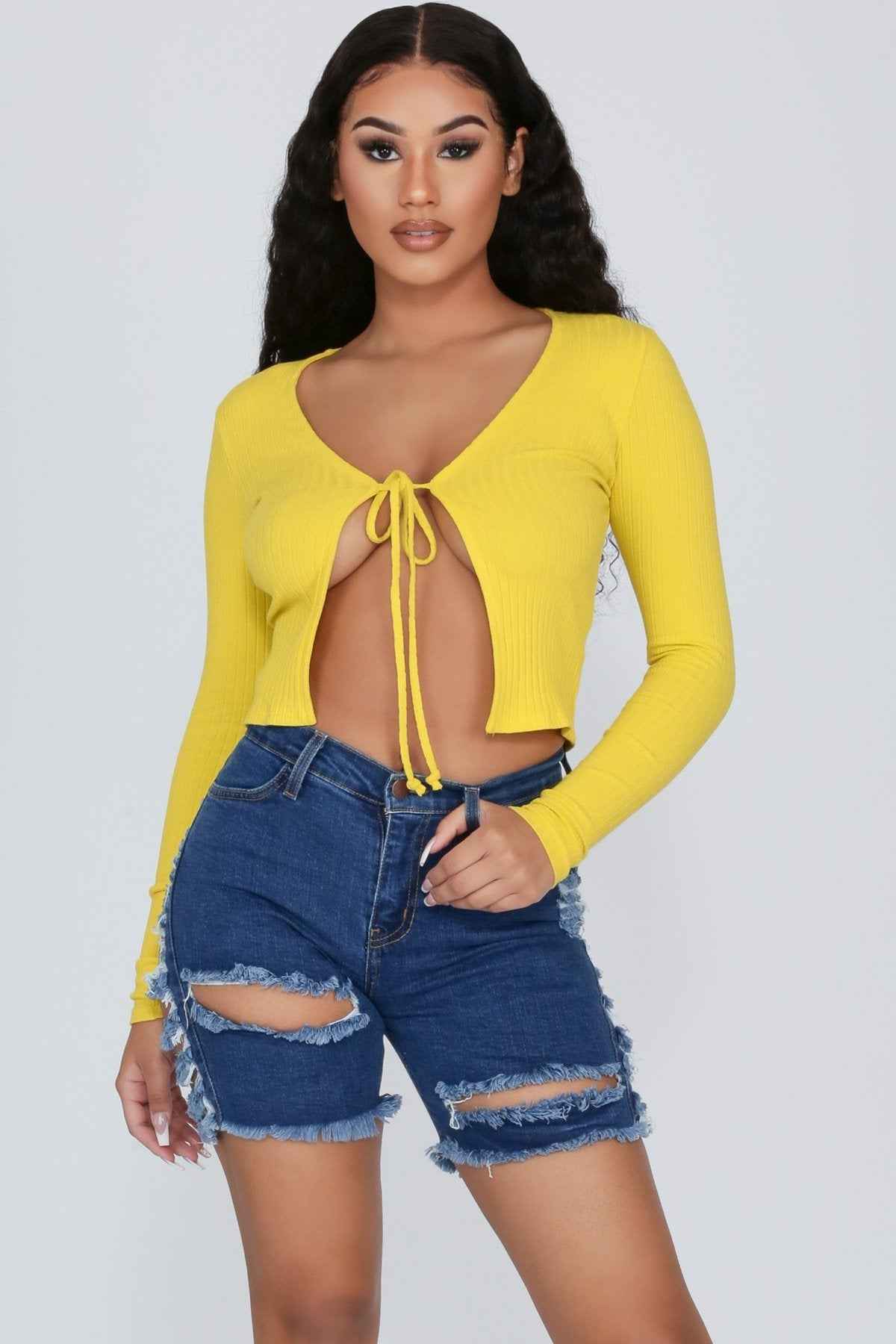 Ripped Stretch Denim Bottoms for Women