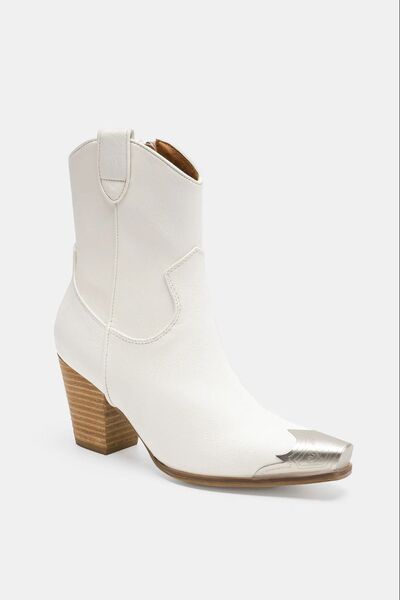 Beast Fashion Faux Leather Block Heel Boots with Side Zippers - Munsieur