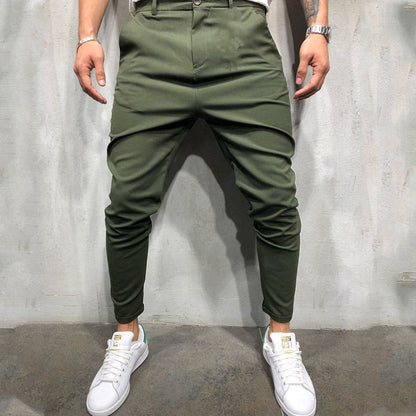 Men's Solid Color Slim-fit Pants Casual