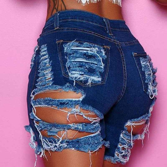 Ripped Stretch Denim Bottoms for Women