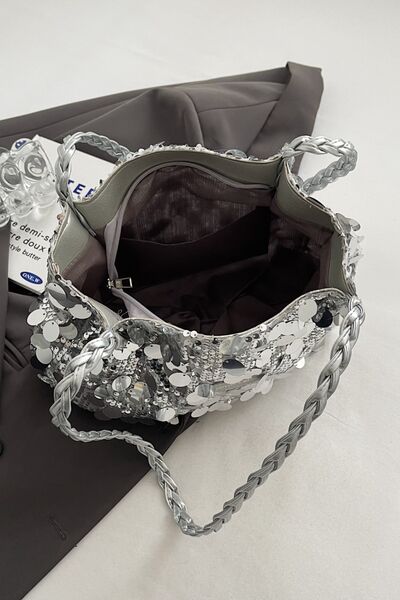 Sequin Braided Strap Shoulder Bag - Munsieur