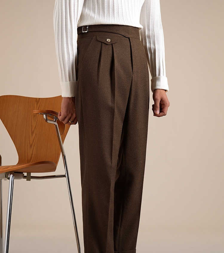 Men's Double Pleated Straight Business Casual loose fitting Pants - Munsieur