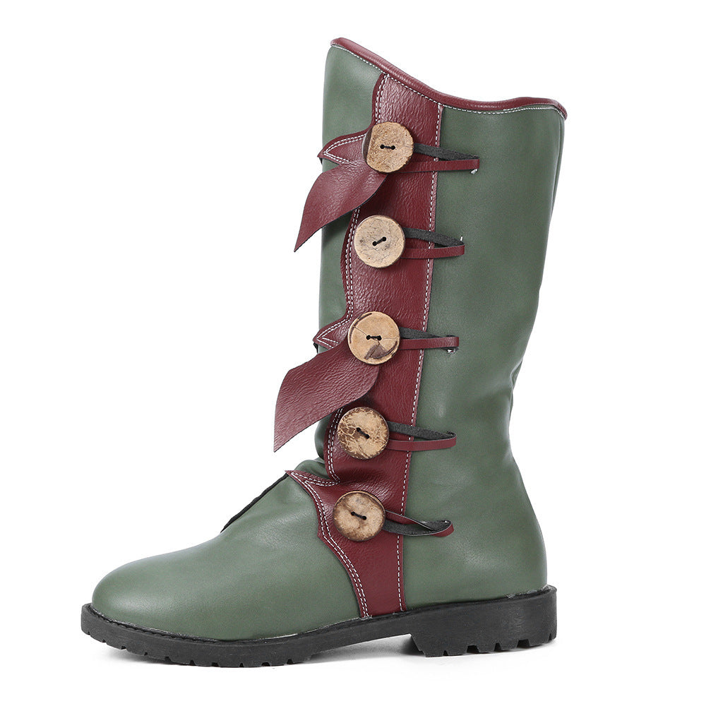 Women's Fashion Mid-Boots Color Matching Women Boots