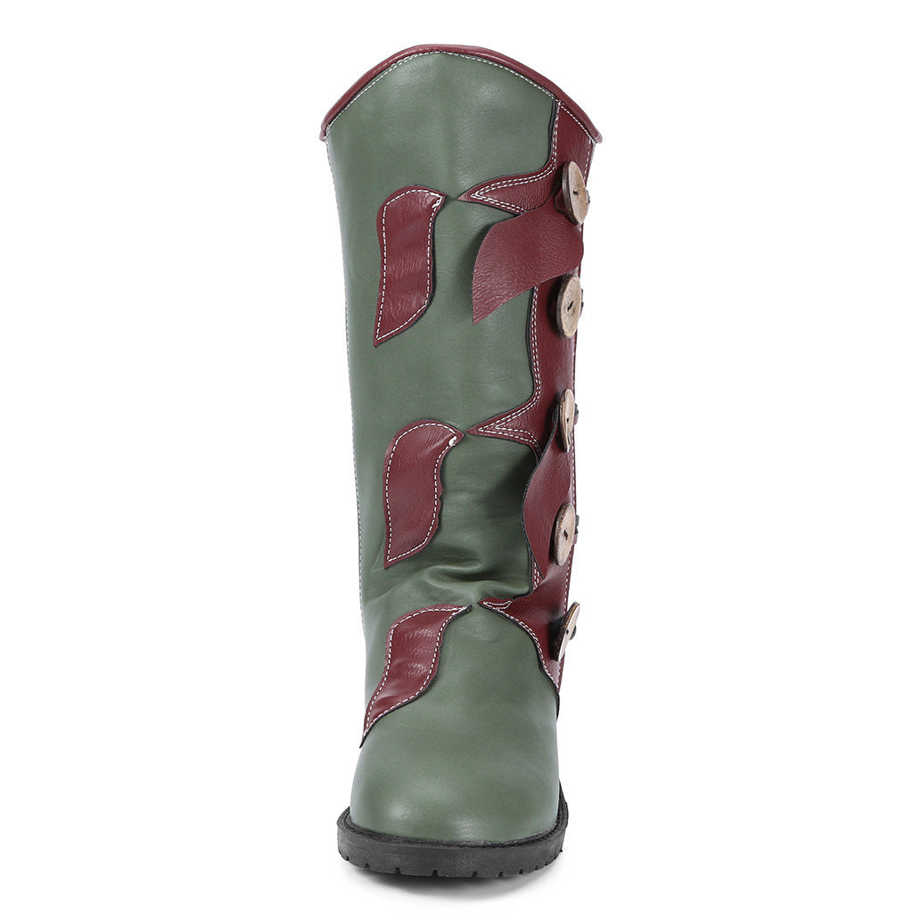 Women's Fashion Mid-Boots Color Matching Women Boots