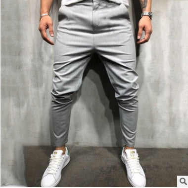 Men's Solid Color Slim-fit Pants Casual