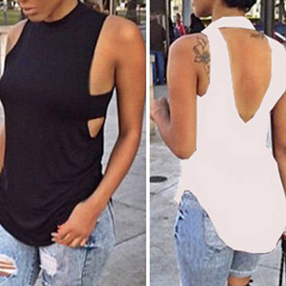 Women's High-Fashion Streetwear Tank T-shirt Casual Design Strapped V-neck T-shirt