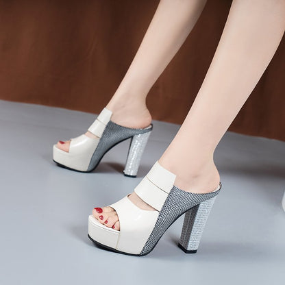 Fish Mouth Thick Heels Wear High Heels
