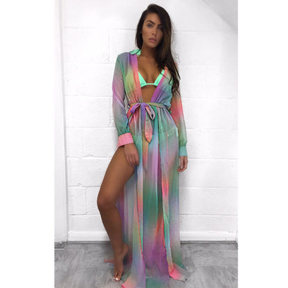 Bikini Blouse Dress Printed Chiffon Dress